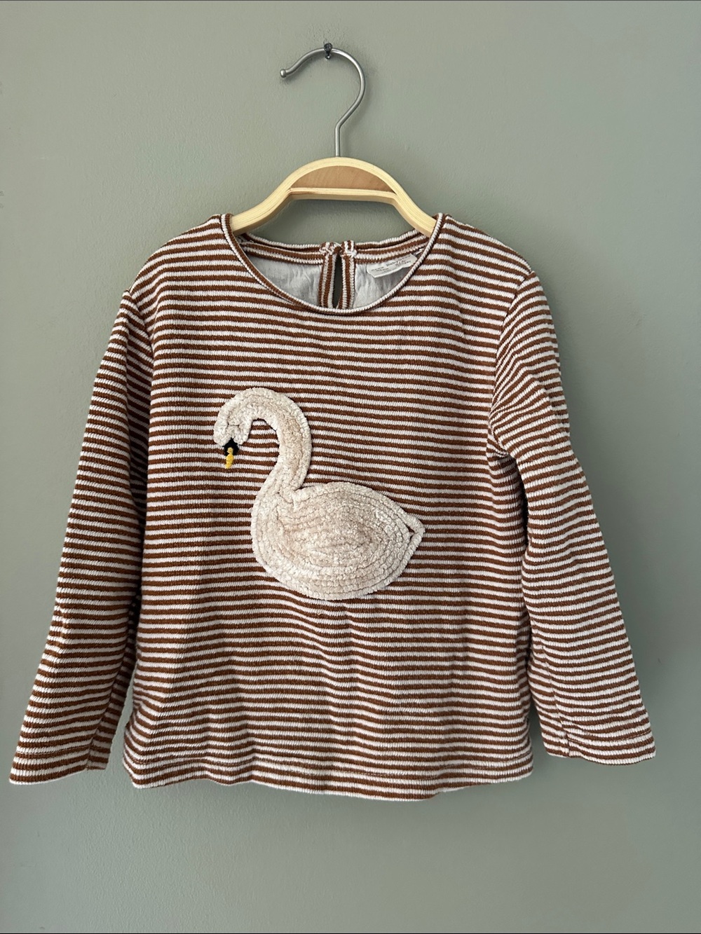 Zara Striped Swan Appliqué Kids Top